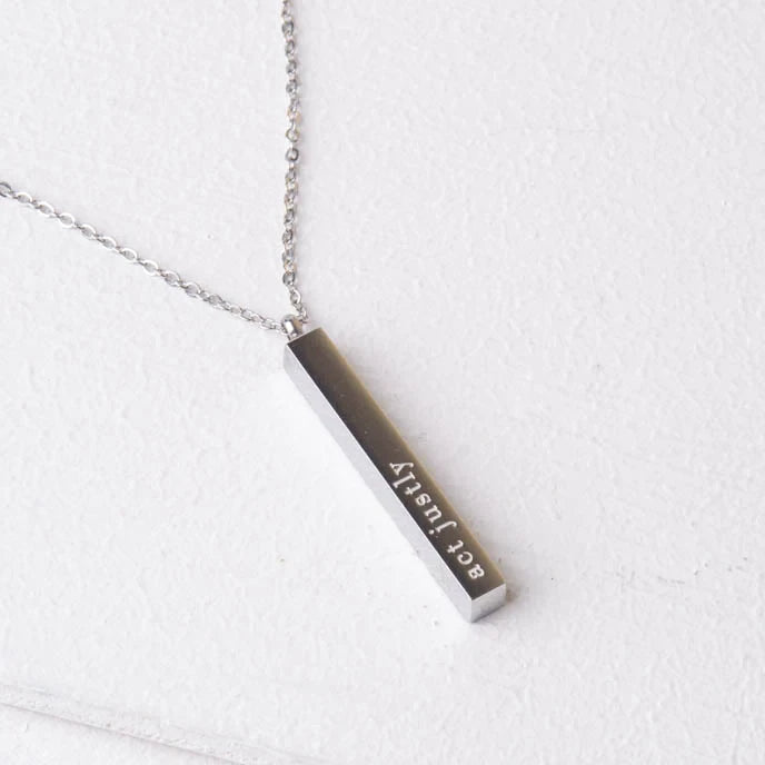 Give Justice Silver Bar Necklace