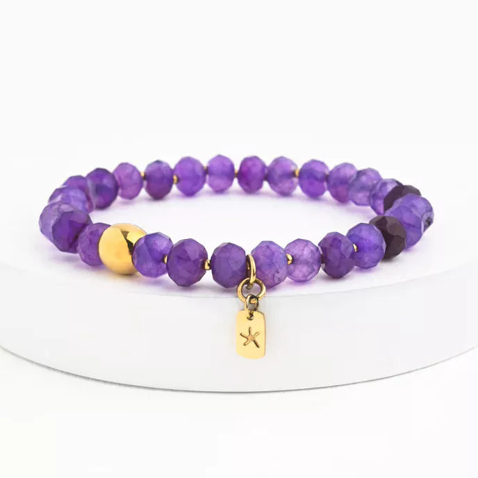 Lan Purple Agate Beaded Bracelet