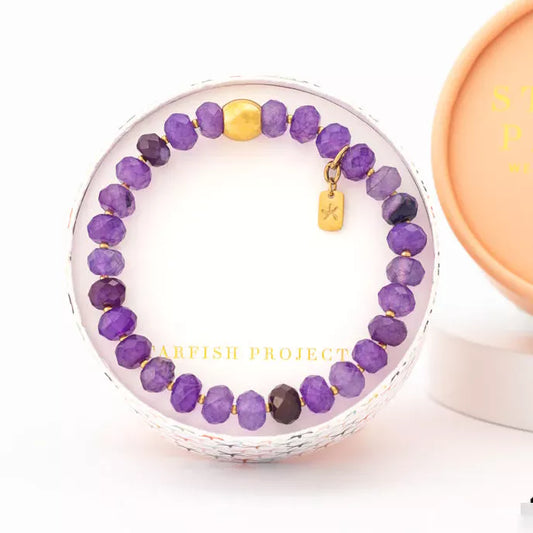 Lan Purple Agate Beaded Bracelet