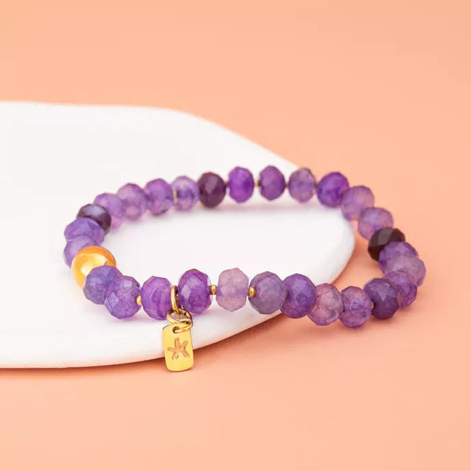 Lan Purple Agate Beaded Bracelet