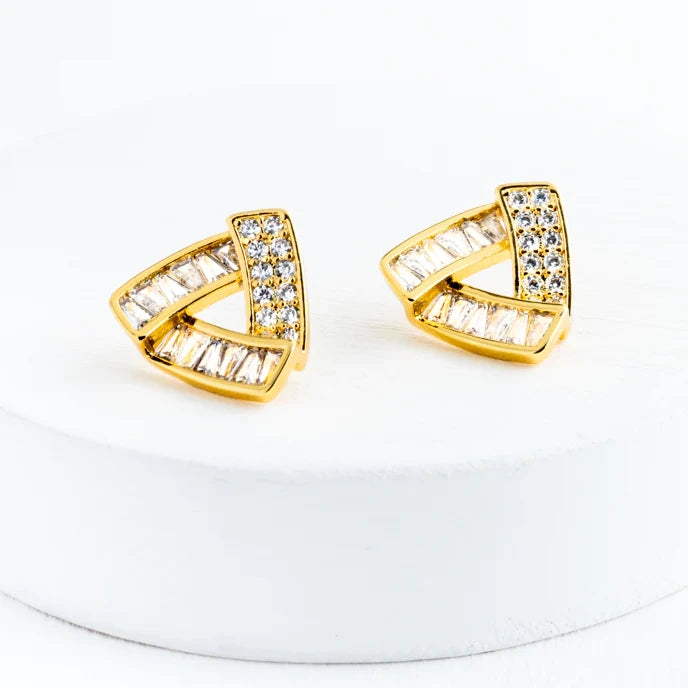 Prism Gold and Zircon Studs