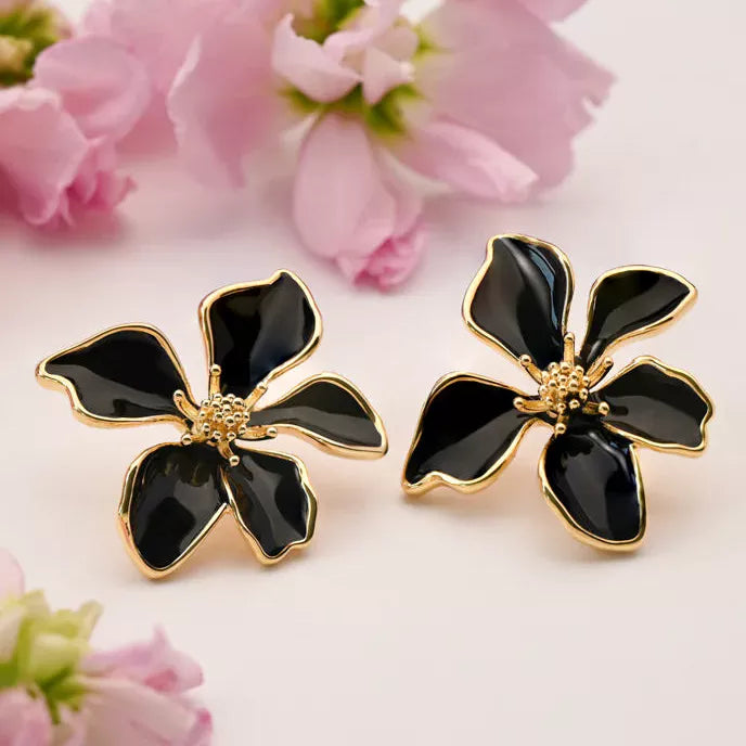Bloom Earrings in Midnight Black