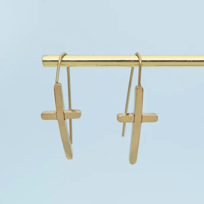 Magdalene Gold Cross Earrings