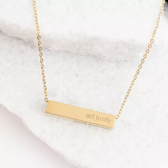 Walk Humbly Bar Necklace