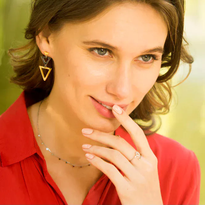 Ada Silver Heart Ring Model Shot