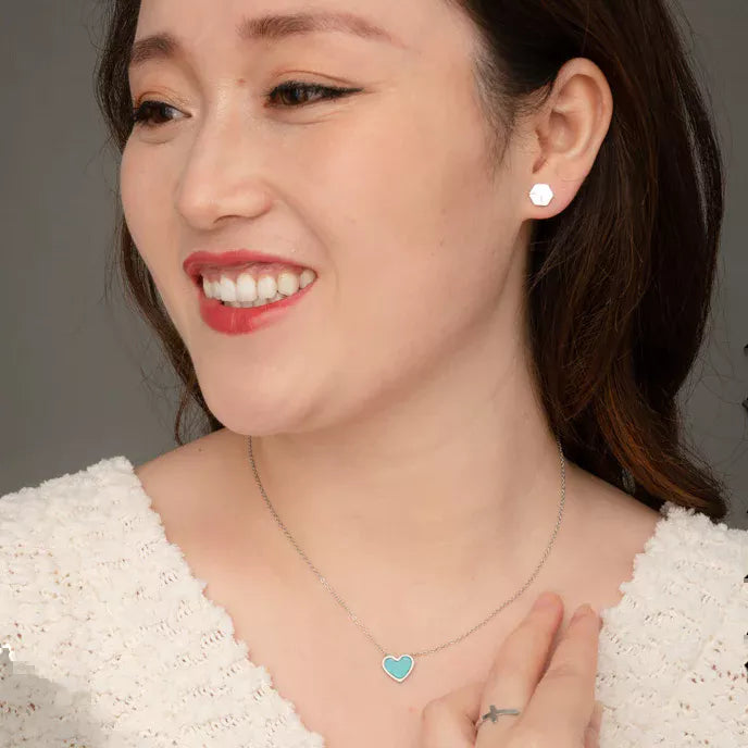 Bay Turquoise Heart Necklace Model Shot