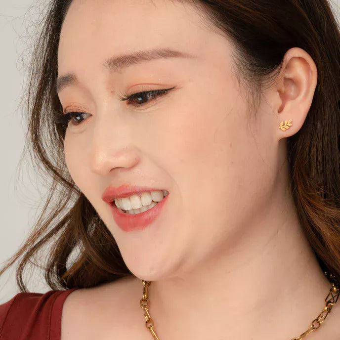 Frosted Rowen Stud Earrings Model Shot