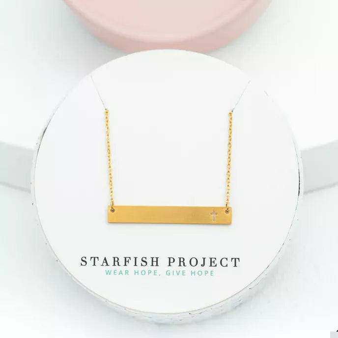 Layla Gold Cross Bar Necklace Box Shot