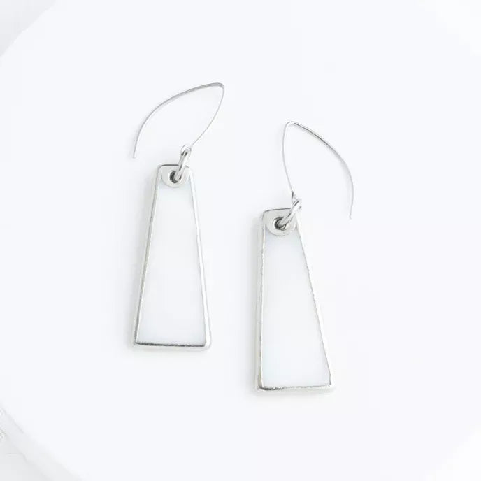 Pillar Mother of Pearl Earrings in Silver Product Shot