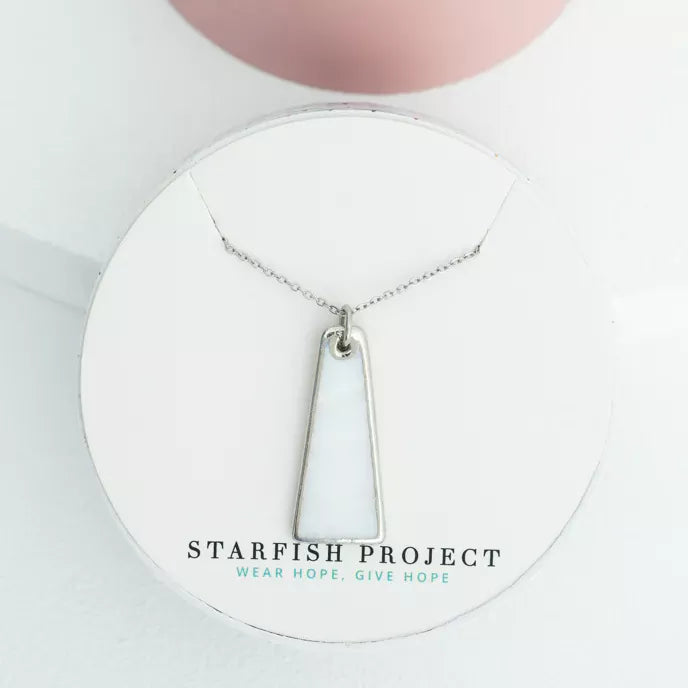 Pillar Mother of Pearl Necklace in Silver Box Shot