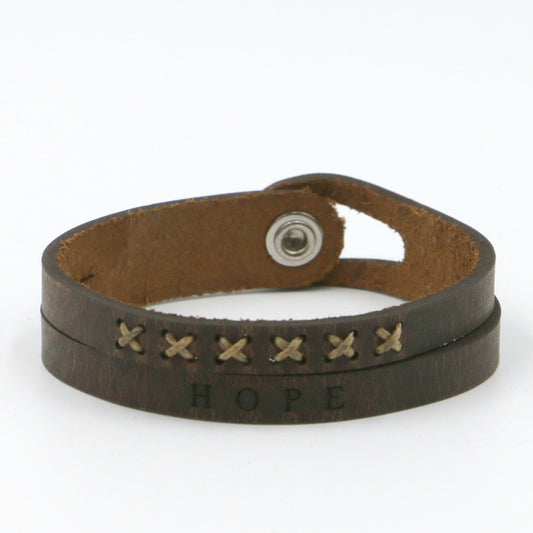 Hope - Two-Strand Leather Wristband