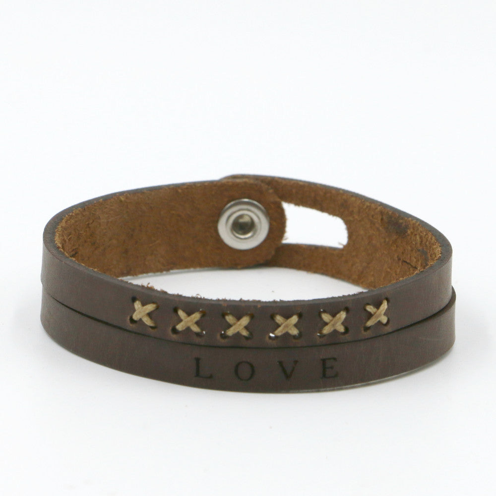 Love - Two-Strand Leather Wristband