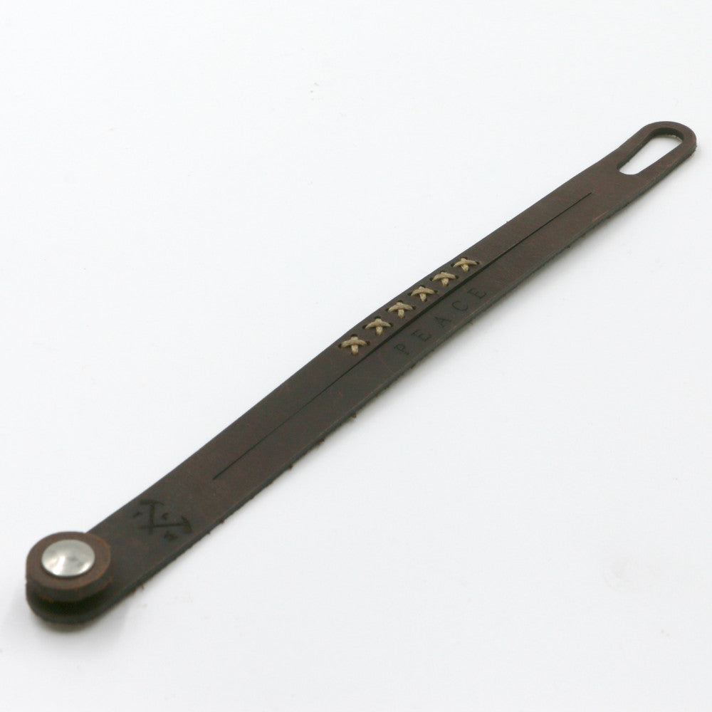 Peace - Two-Strand Leather Wristband