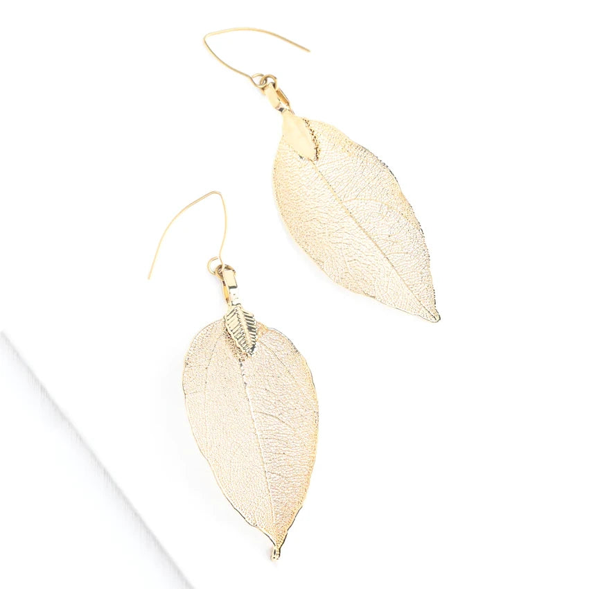 One-of-a-Kind Leaf Earrings in Gold