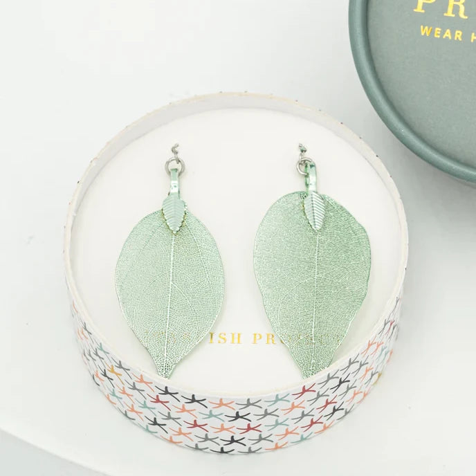 One-of-a-Kind Leaf Earrings in Moss Green