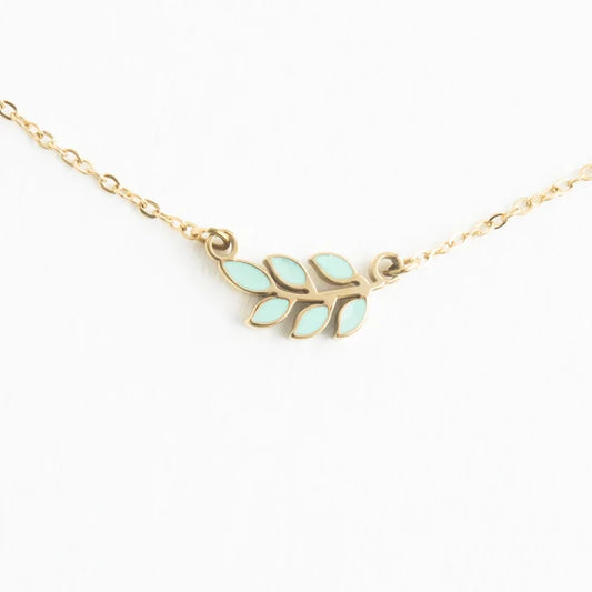 Rowen Leaf Necklace in Mint