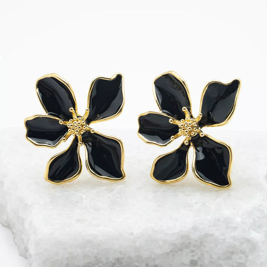 Bloom Earrings in Midnight Black
