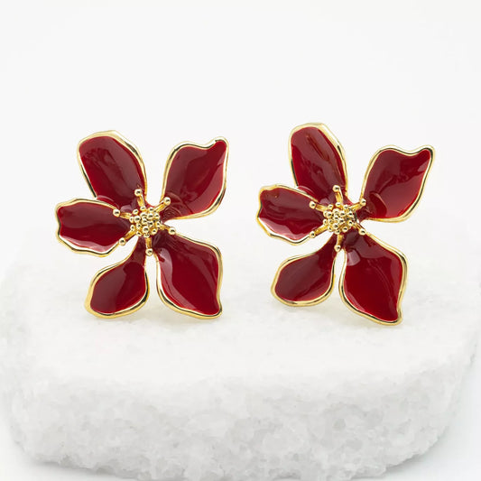 Bloom Earrings in Red