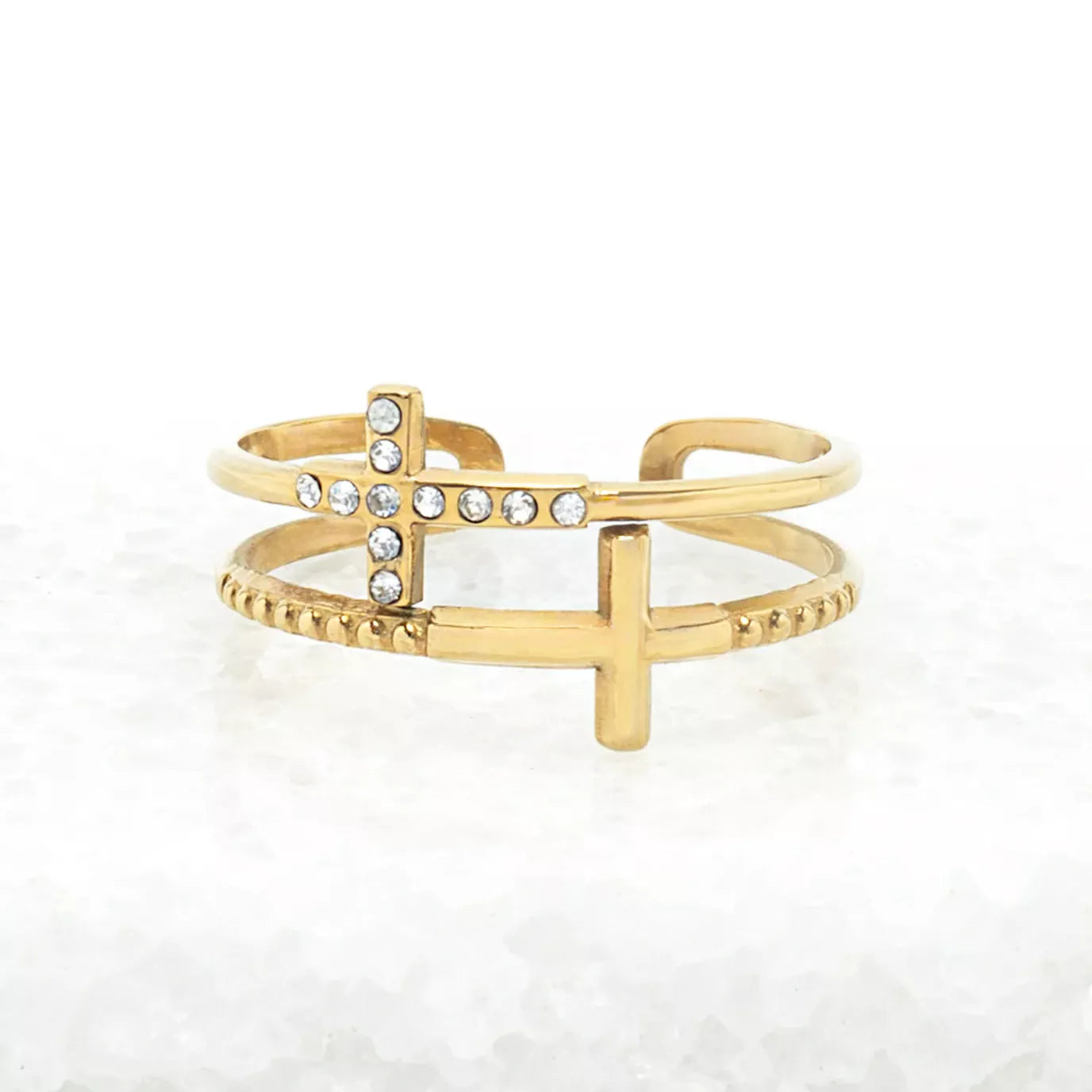Gold Cross Serenity Ring