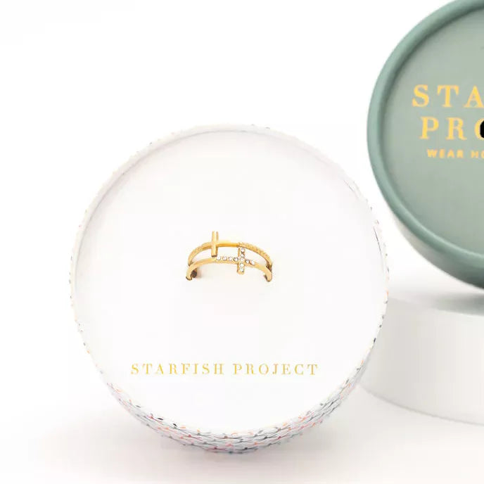 Gold Cross Serenity Ring