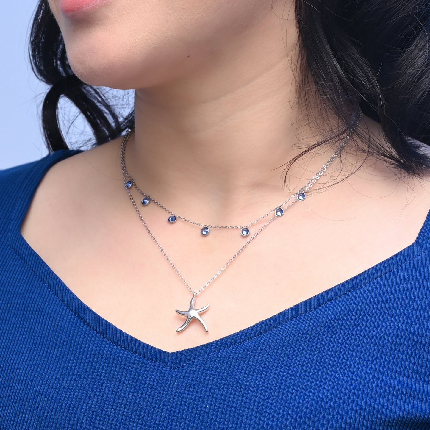 Guiding Lights Necklace in Silver & Blue
