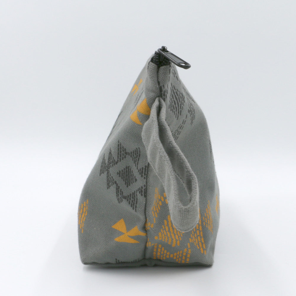 Cotton Accessory Pouch - Grey Aztec