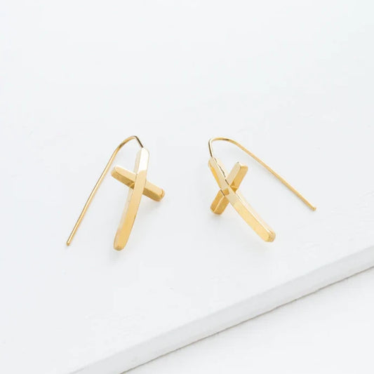Magdalene Gold Cross Earrings