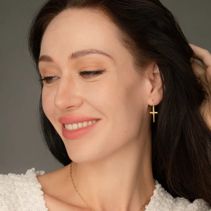 Magdalene Gold Cross Earrings