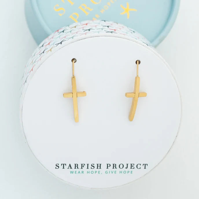 Magdalene Gold Cross Earrings
