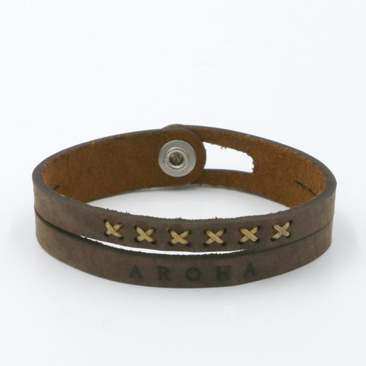Aroha - Two-Strand Leather Wristband
