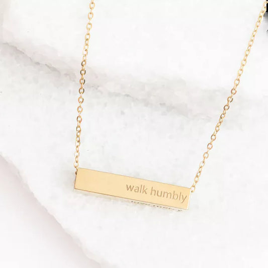 Walk Humbly Bar Necklace