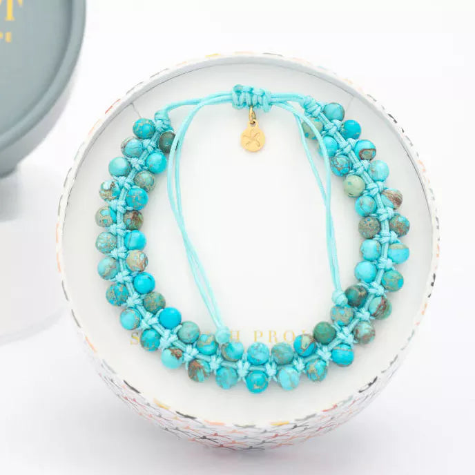 Wear Blue Handwoven Beaded Bracelet in Turquoise