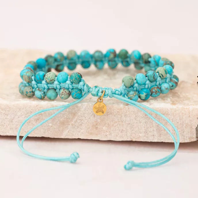 Wear Blue Handwoven Beaded Bracelet in Turquoise