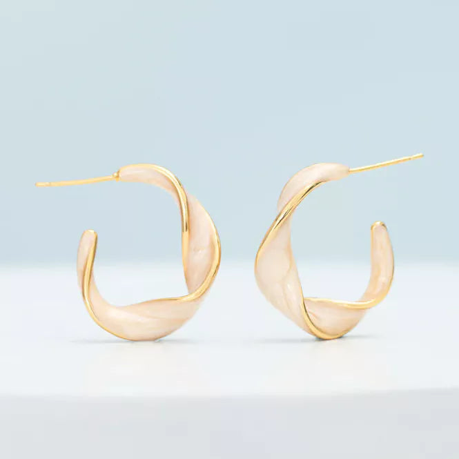 With a Twist Hoops in Soft Coral