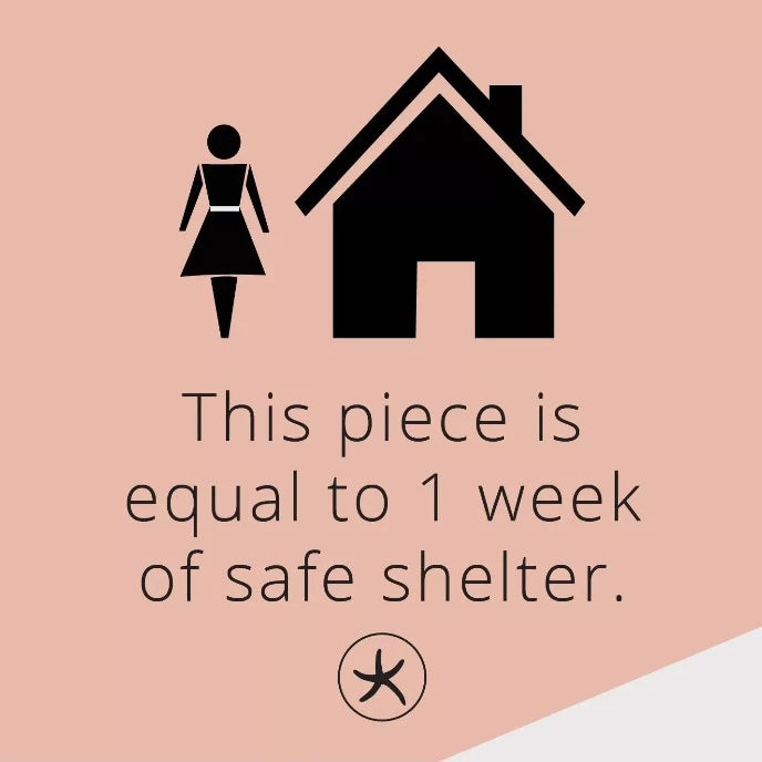 This piece is equal to 1 week of safe shelter.