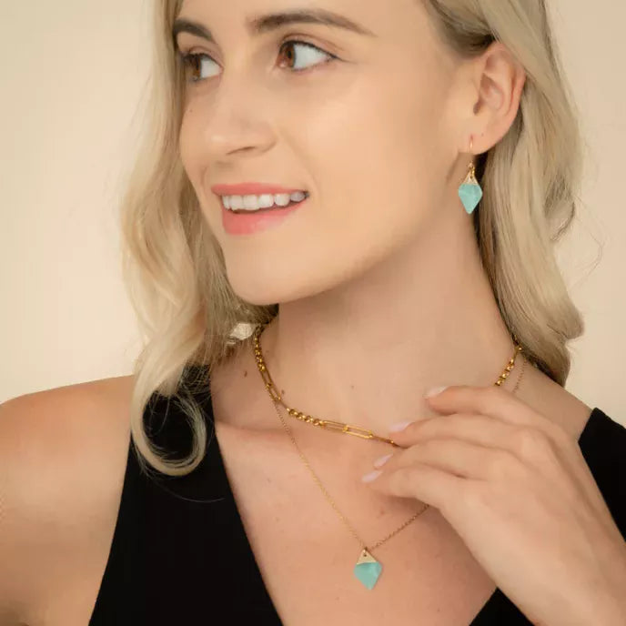 Brave Earrings in Aqua Model Shot