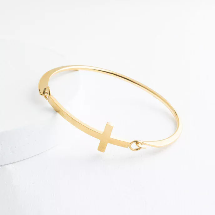 Faithfully Yours Cross Bracelet in Gold Product Shot