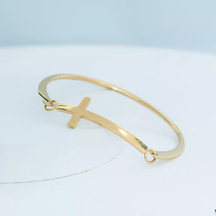 Faithfully Yours Cross Bracelet in Gold Product Shot