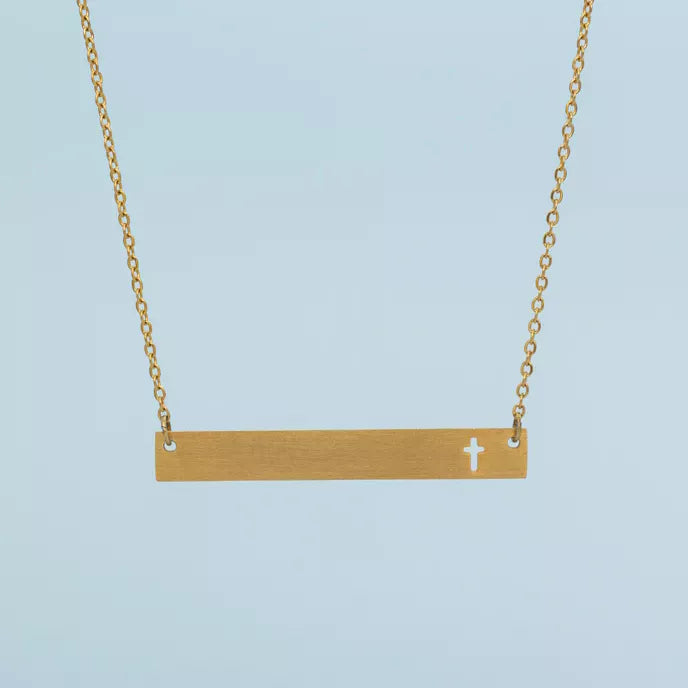 Layla Gold Cross Bar Necklace Product Shot