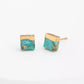 Lorena Square Turquoise Stud Earrings Product Shot
