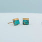 Lorena Square Turquoise Stud Earrings Product Shot