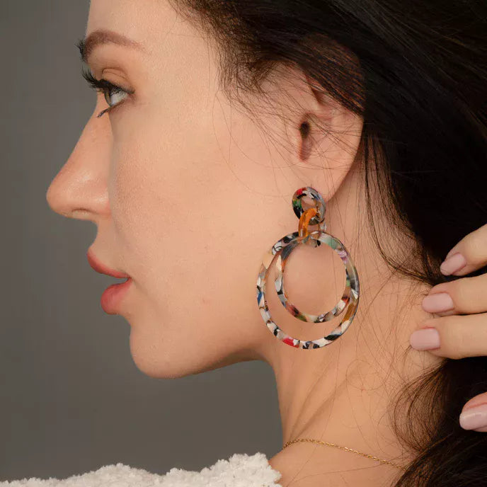 Margot Multicolored Resin Dangle Earrings Model Shot