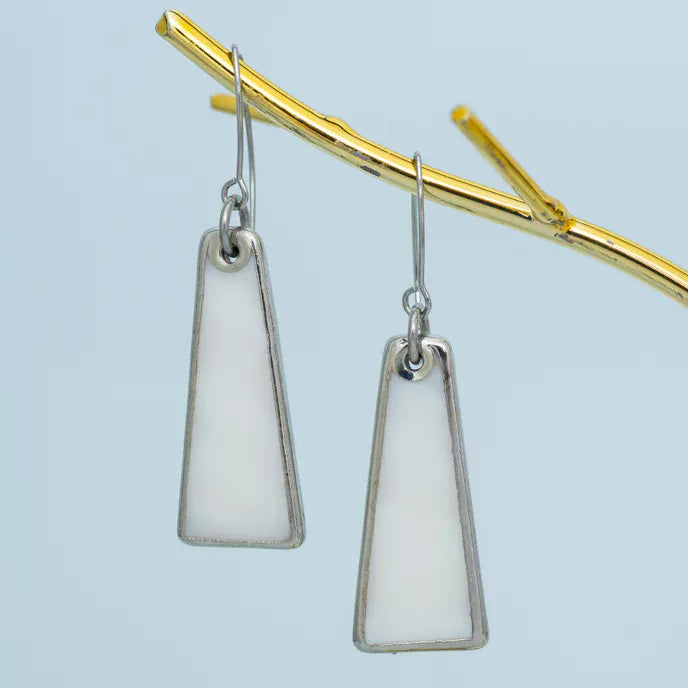 Pillar Mother of Pearl Earrings in Silver Product Shot