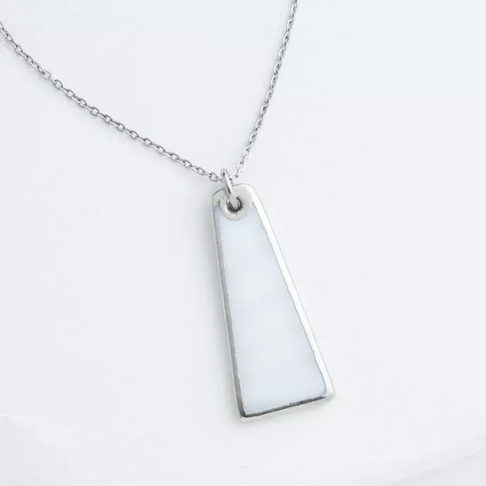 Pillar Mother of Pearl Necklace in Silver Product Shot