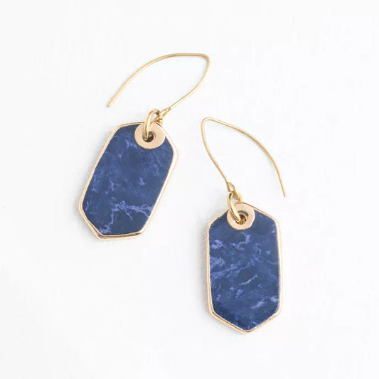 Ink Stone Earrings in Cobalt Blue Product Shot