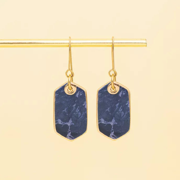 Ink Stone Earrings in Cobalt Blue Product Shot
