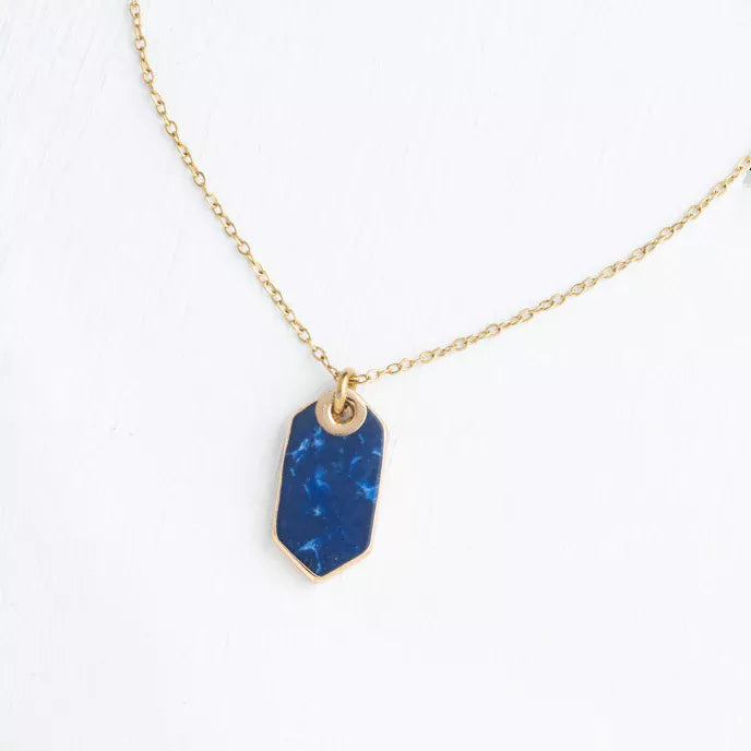 Ink Stone Necklace in Cobalt Blue Product Shot