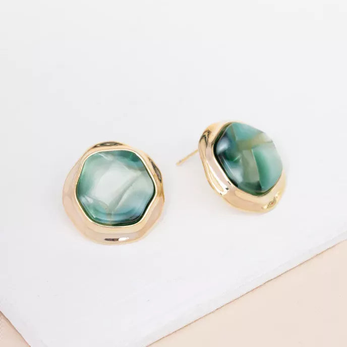 Opulence Opal Studs in Iridescent Emerald Product Shot