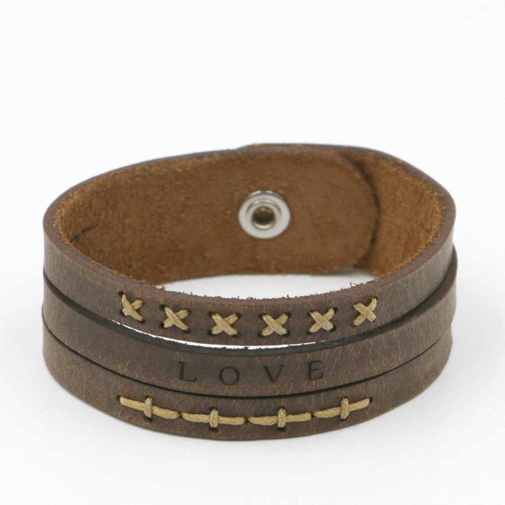 Love - Three-Strand Leather Wristband