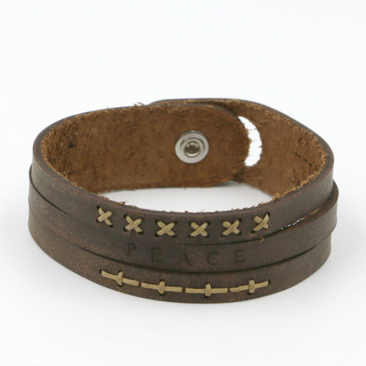 Peace - Three-Strand Leather Wristband